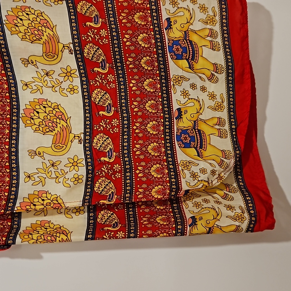Elephant Peacock graphics pareo sarong wraparound skirt small medium NWOT - Picture 6 of 12